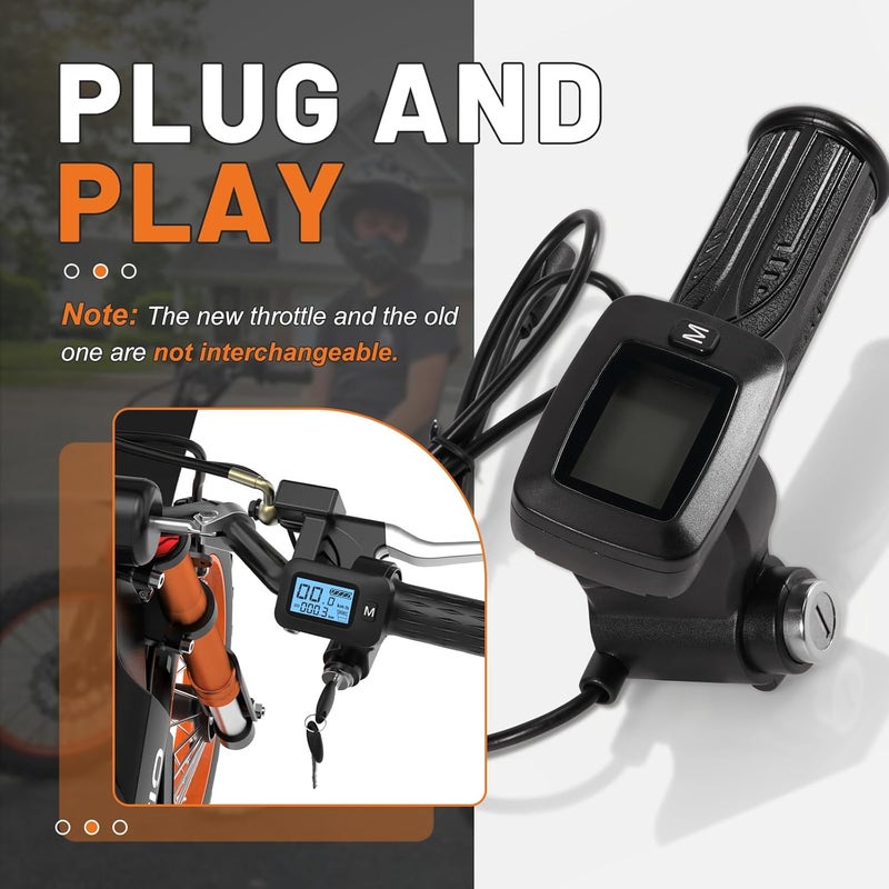 Dilomber Upgrade 48V Bike Throttle Left Side Grips Fits for Tuttio Soleil 01 Electric Dirt Bike w/LCD Display M Button Only (New Version, Cannot Be Used Interchangeably with The Old Throttle) - Image 3